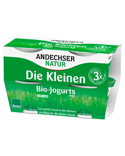 Die Kleinen Bio-Jogurt mild Natur 3,8 % Fett 4×100 g