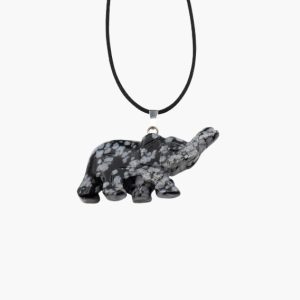 Elefant Anhänger aus Schneeflockenobsidian