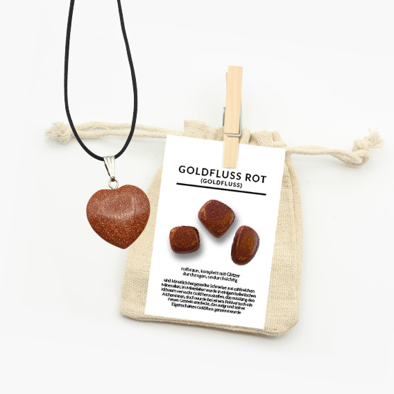 Anhänger Herz klein aus Goldfluss rot – Bild 2
