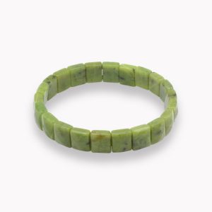 Jade Nephrit Armband Rechteck 10x12mm facettiert flach A-Qualität für Erwachsene