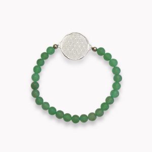 Kugelarmband Aventurin grün mit Blume des Lebens