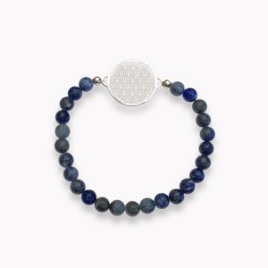 Kugelarmband Sodalith mit Blume des Lebens