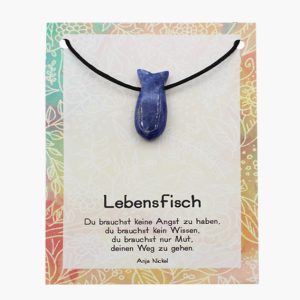 „Lebensfisch“ Sodalith Fisch Anhänger gebohrt auf großer Karte