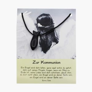 „Zur Kommunion“ Goldfluss Blau Fisch Anhänger gebohrt auf großer Karte