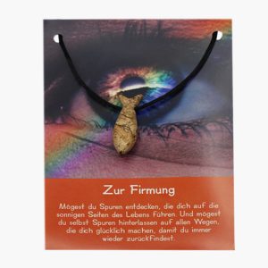 „Zur Firmung“ Landschaftsjaspis Fisch Anhänger gebohrt auf großer Karte