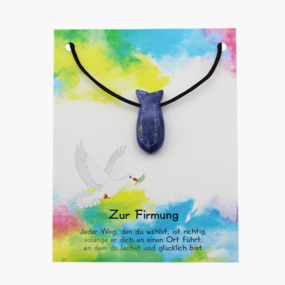 „Zur Firmung Sodalith Fisch Anhänger gebohrt auf großer Karte
