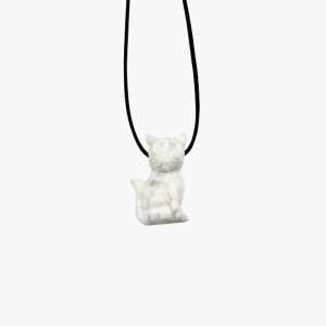 Anhänger Katze klein aus Howlith weiß