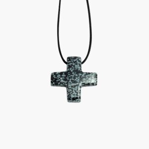 Gleichschenkliges Kreuz aus Schneeflockenobsidian