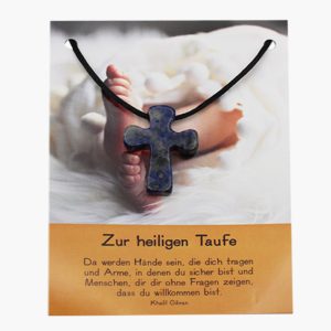 „Zur heiligen Taufe“ Sodalith Pilgerkreuz Anhänger auf großer Karte