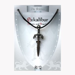 Anhänger Die Ritter – Excalibur Amulett aus Zinn auf großer Karte