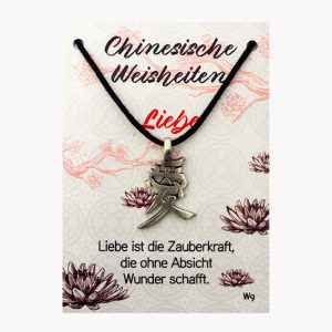 Anhänger Liebe – Chinesische Weisheiten aus Zinn auf großer Karte