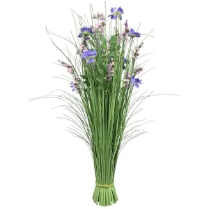 Kunstblume Kunstgras groß SOMMERSTRAUSS lila H 70 cm