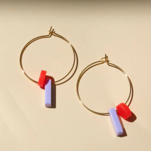 Dots mit Stick Hoops aus Edelstahl flieder feuerrot