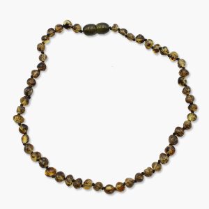 Baby Bernsteinkette olive mit Sicherheitsverschluss