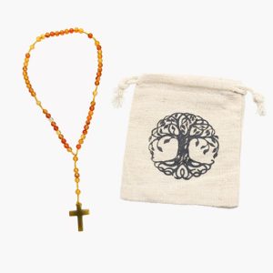 Edelstein Rosenkranz Carneol/Karneol im Lebensbaum Jutebeutel