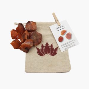 Dekosteine Carneol im Leinenbeutel mit Lotusblume 300-350g