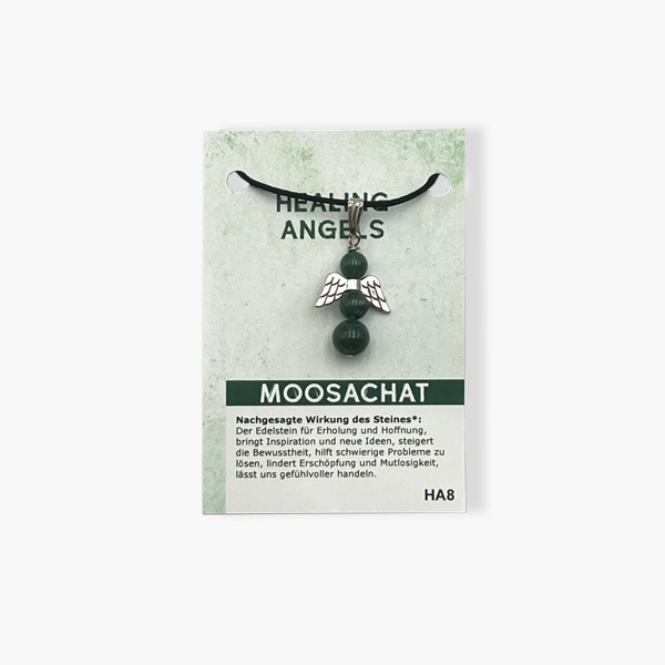Healing Angels Moosachat Glücksengel Anhänger auf kleiner Karte