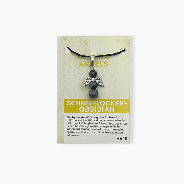 Healing Angels Schneeflockenobsidian Glücksengel Anhänger auf kleiner Karte