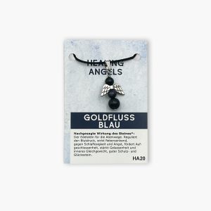 Healing Angels Goldfluss blau Glücksengel Anhänger auf kleiner Karte