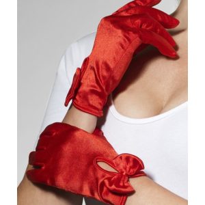 Handschuhe mit Schleife (rot)
