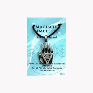 Magische Amulette aus Zinn Glückshand auf kleiner Karte