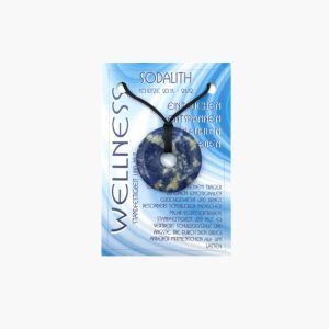 Sodalith Donut Anhänger Wellness auf kleiner Karte für Sternzeichen Schütze