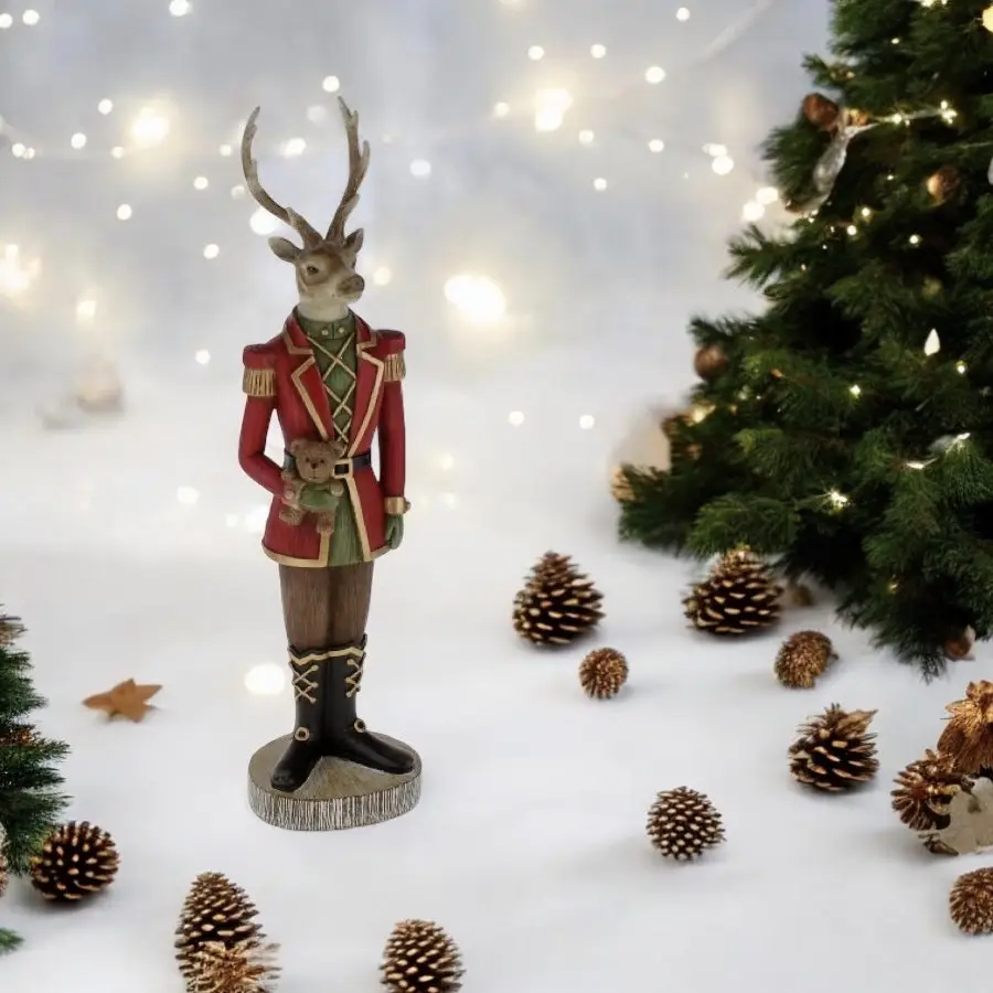 Weihnachtsfigur HIRSCH MIT BÄR Werner Voß Höhe 37 cm – Bild 2