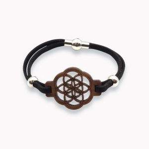 Holzarmband Same des Lebens dunkel mit Magnetverschluss (vegan)