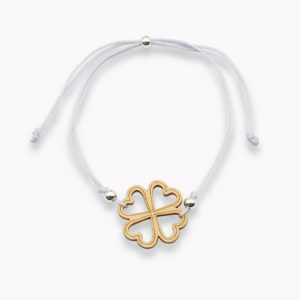 Holzarmband Kleeblatt hell verstellbar (vegan)