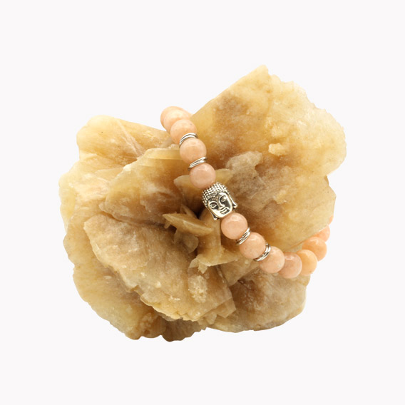 Sonnenstein Kugelarmband mit Buddha Perle silber – Bild 2