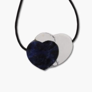 Doppelherzen Anhänger Sodalith & Howlith weiß