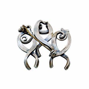 Jugendstil Brosche aus 925er Silber – Handgearbeitetes Unikat