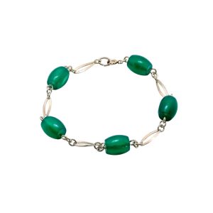 Chrysopras Gliederarmband Silberarmband 835 Silber