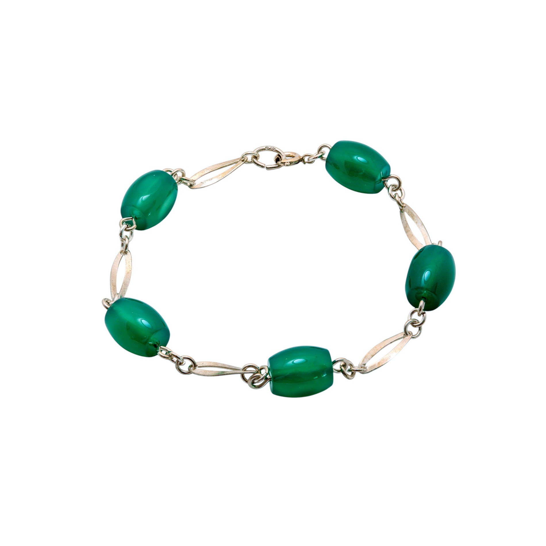 Chrysopras Gliederarmband Silberarmband 835 Silber