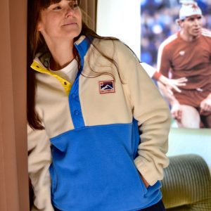 Polar Fleece Sweater – white/blue