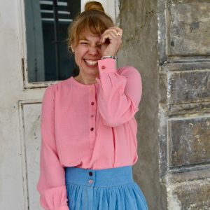 Bluse aus Musselin, Farbe bubblegum