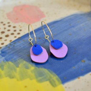 Kleine Creole Drops, fuchsia/kobalt