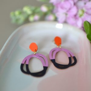 Ohrstecker United, orange/fuchsia/marine