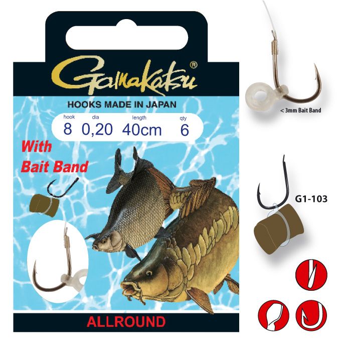 Gamakatsu G1-103 Allround Bait Band Rig Vorfachhaken mit Gummiering