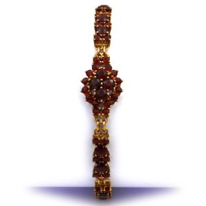 Granatarmband als Gliederarmband mit Böhmischen Granat in 8K Goldum 1930