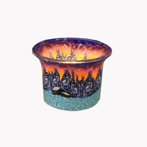 Teelichthalter „Winteridylle“ lila/orange