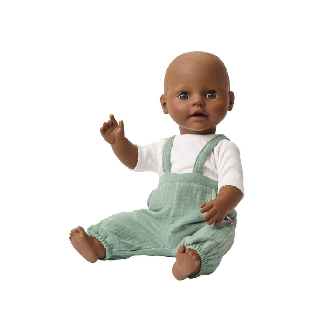 Heless Puppenkleidung Latzhose/Shirt, aus Bio-Baumwolle, salbeigrün – Bild 4