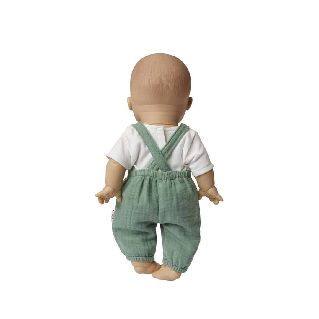 Heless Puppenkleidung Latzhose/Shirt, aus Bio-Baumwolle, salbeigrün – Bild 6