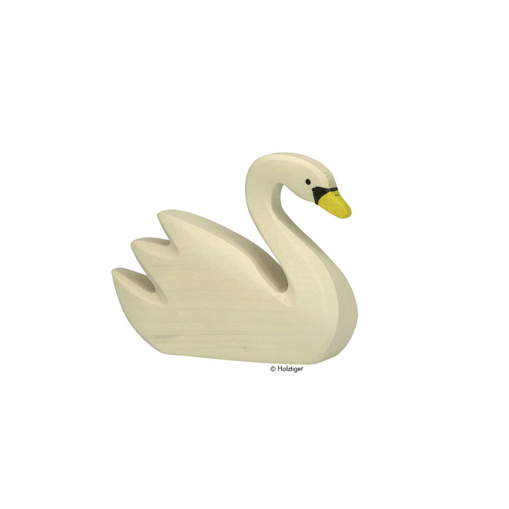 Holztiger Holzfigur Schwan schwimmend