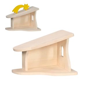 Holztiger kleines Bauernhaus oder Weihnachtskrippe, montiert