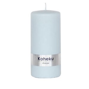 Stumpenkerze blau 4er Set POWDER Kaheku eisblau 7×15 cm