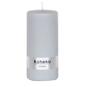 Stumpenkerze grau 4er Set POWDER Kaheku 7×15 cm