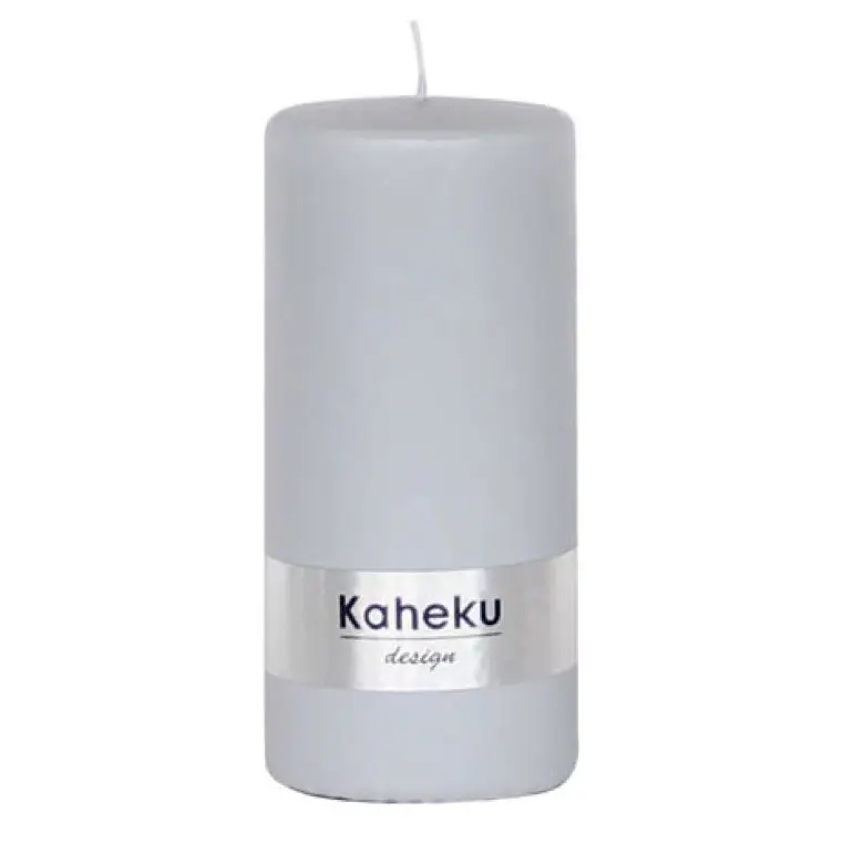 Stumpenkerze grau 4er Set POWDER Kaheku 7×15 cm