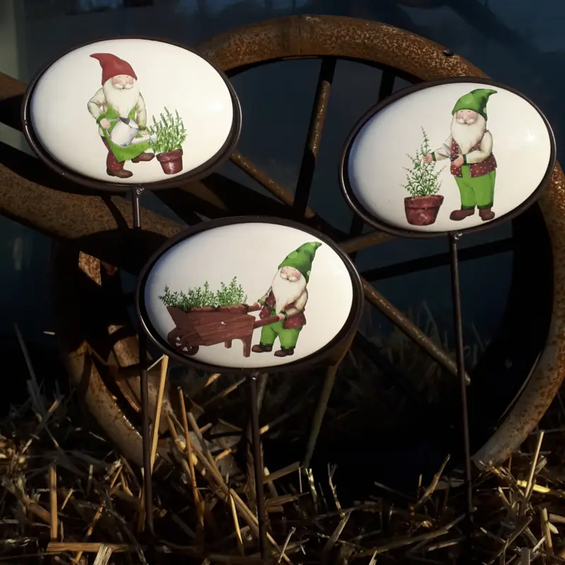 Gartenstecker KRÄUTERZWERG 3er SET Keramik – Bild 3