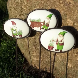 Gartenstecker KRÄUTERZWERG 3er SET Keramik